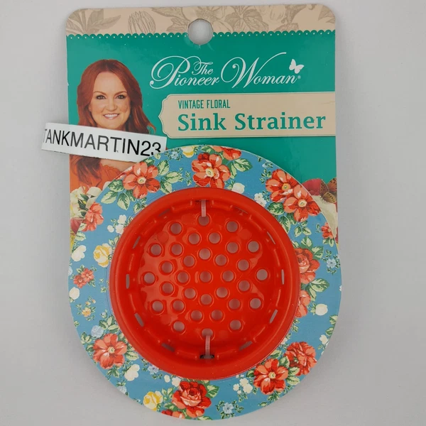 Pioneer Woman Vintage Floral Red Kitchen Sink Strainer Plastic