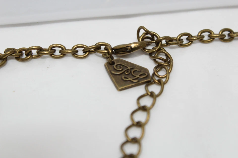 Collar antiguo dorado PARK LANE cuarzo rosa flor arco hoja encanto  Foto 3 de 4