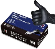 100 pcs Heavy Duty Mechanic Nitrile Black/Orange Disposable 8 MIL Diamond Gloves