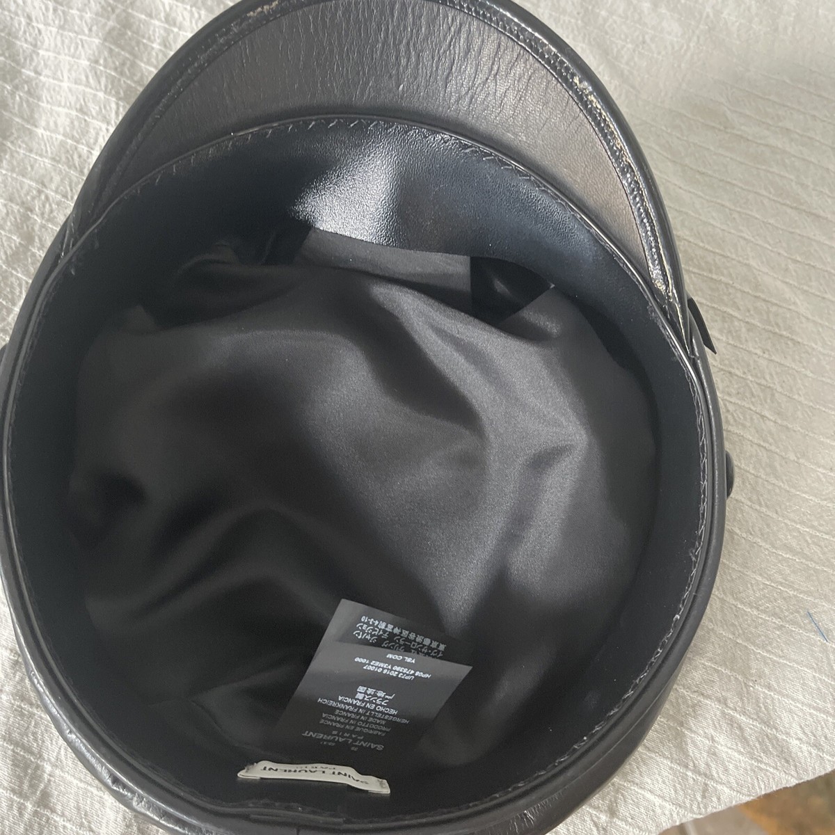 Authentic Saint Laurent Women's Black Leather Sailor Cap | eBay