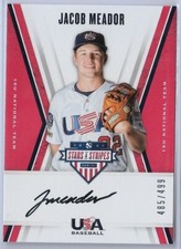 2019 USA Baseball Stars & Stripes 18U Signatures Black Ink—Jacob Meador  485/499