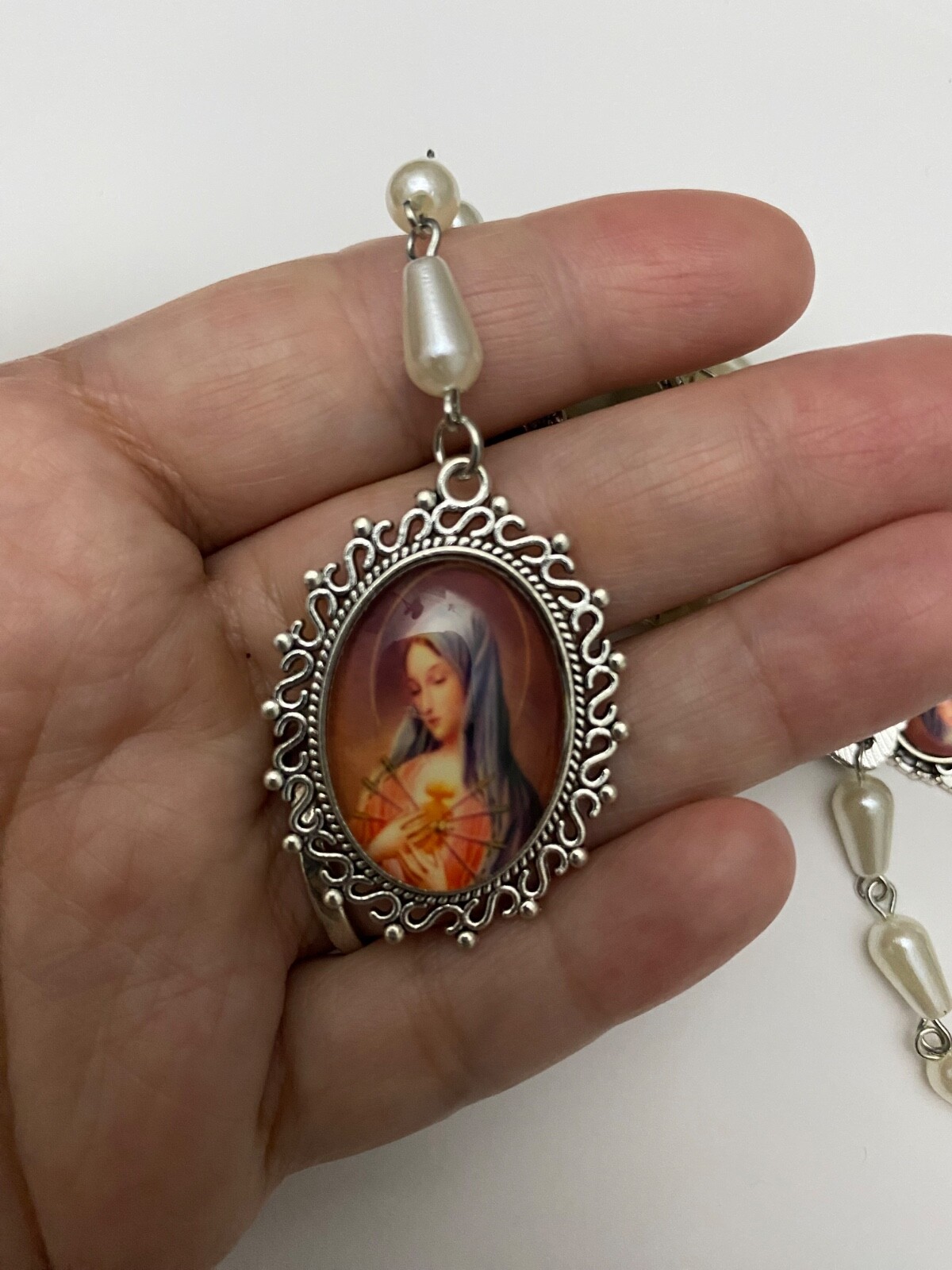 Rosary Seven Sorrows Mary Chaplet White Tear Drop Catholic Rosario ...