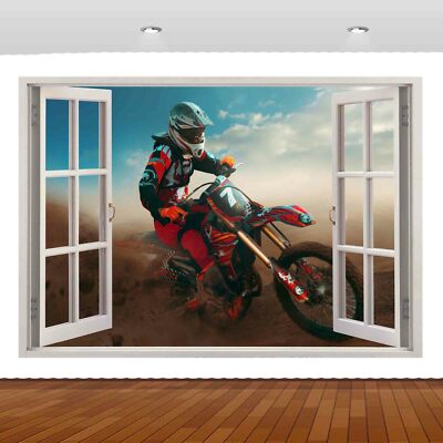 Motocross Dirt Bike Extremsport 3D-Wandbild Aufkleber Wandaufkleber Poster Vinyl S305