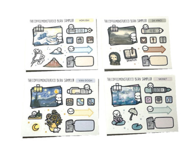 Rarest Sticker Bean RARE TheCoffeeMonsterzCo Full Set (4 Sheets) Bean Sampler Stickers TCMC ...