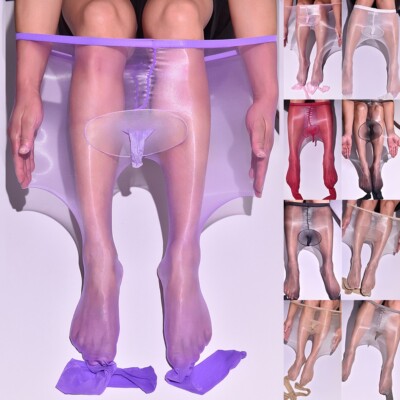 1D Super Thin Tights Stretch Black Men Sexy Glossy Sheer Oil Pantyhose Stockings