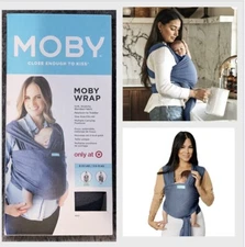 MOBY EVOLUTION WRAP Baby 8-33 lbs. Lighter Weight Black Front Inward & Hip Carry
