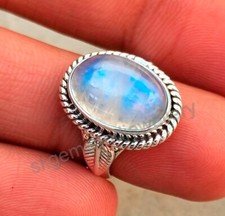 Moonstone Ring 925 Sterling Silver Rainbow Moonstone Ring Fine Ring All Size