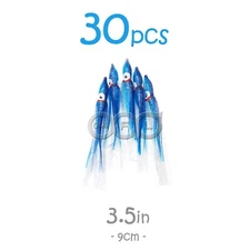 30pcs 3.5" Squid Skirt 9cm Octopus Rock Fishing soft Lure Bait UV Hoochies Blue