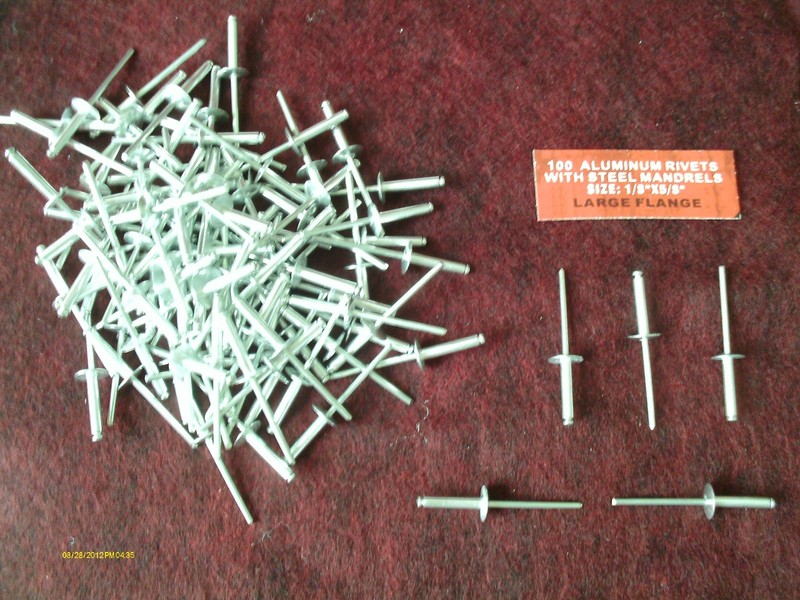 Aluminum Pop Rivets with Steel Mandrels 1/8" x 5/8" Lg Flange  100 Pcs USA Ship