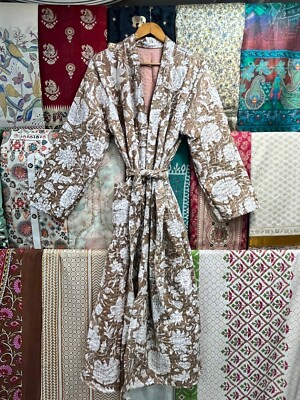 Luxury Quilted Cotton Kantha Kimono Robe Winter Dressing Robe Christmas  Gift | eBay