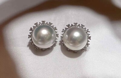 Featured  stock 12 mm Australian south sea pearl Diamond earring