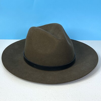 Ruggine Made in Italy Brown Wool Felt Wide Brim Fedora Hat with Leather Band‎ Ruggine Made in Italy Brown Wool Felt Wide Brim Fedora Hat  main image 4