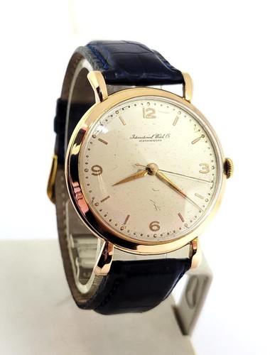 Vintage 18k Rose Gold IWC SHAFFHAUSEN Winding Watch 1950s Cal 89 SERVICED EXLNT