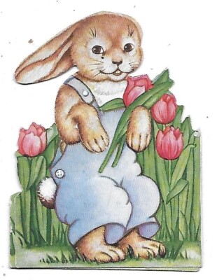 Little Bunny Die-cut Fold Out Happy Easter Card