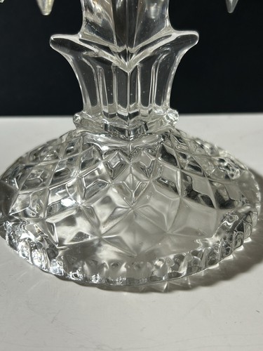 Art Deco Glass Candlestick Holder Hanging Prisms - Picture 5 of 12