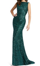 Ieena For Mac Duggal Sequin Drape Back Trumpet Gown-Size 0 (LK#1138 A)