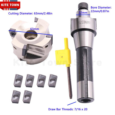 R8 FMB22 Shank Face Mill Arbor With 400R 50mm Face Milling Cutter, 4Pcs APMT1604 Carbide Inserts And T15 Wrench For CNC Machines, Suitable For Plate Cutting, Hardness Insert Used For Steel Material - View #4