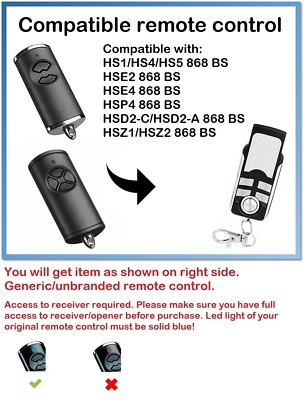 Garagen- & Torfernbedienung für Hormann HSE2-868-BS, HSE4-868-BS Bi-Secur