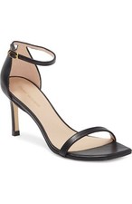  450 Stuart Weitzman Amelina Strap Sandal LEATHER BLACK NUDIST CURVE 6 PB15 