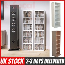 6 Tier Wooden CD DVD Game Book Shelf Storage Tower Rack- Fits 102 CDs Holder