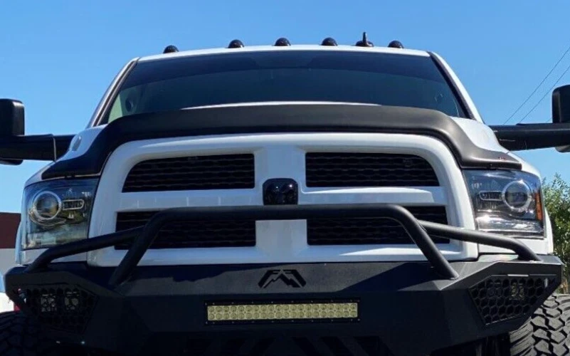 Protector de capó negro mate EGR deflector protector contra insectos para Ram 2500 3500 2010-2018 Foto 3 de 4