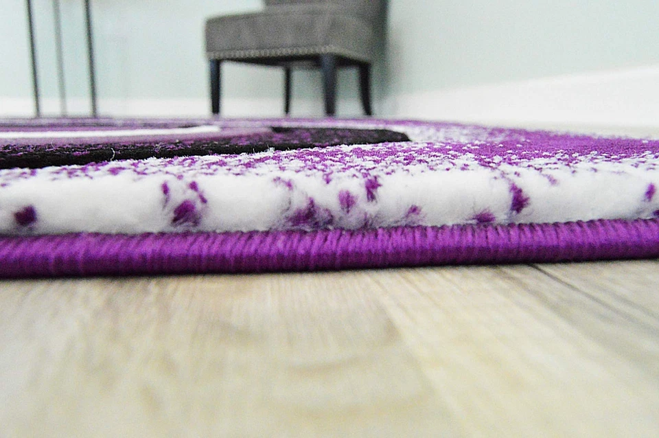 Первоклассный резной современный абстрактный ковер 1504 5 футов 3 дюйма x 7 футов 6 дюймов фиолетовый - Изображение 3 из 4