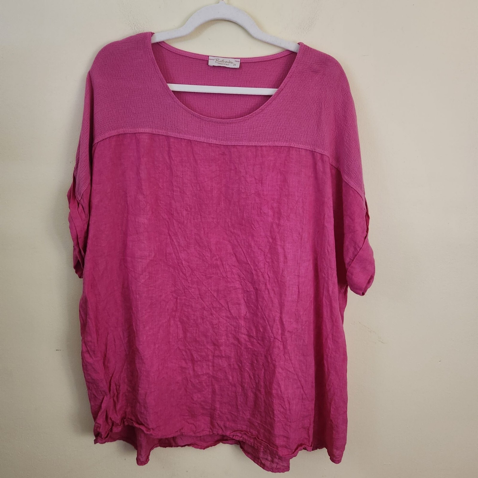 Bellambra Made In Italy Barbiecore Pink Lagonlook Linen Top Size 2X eBay