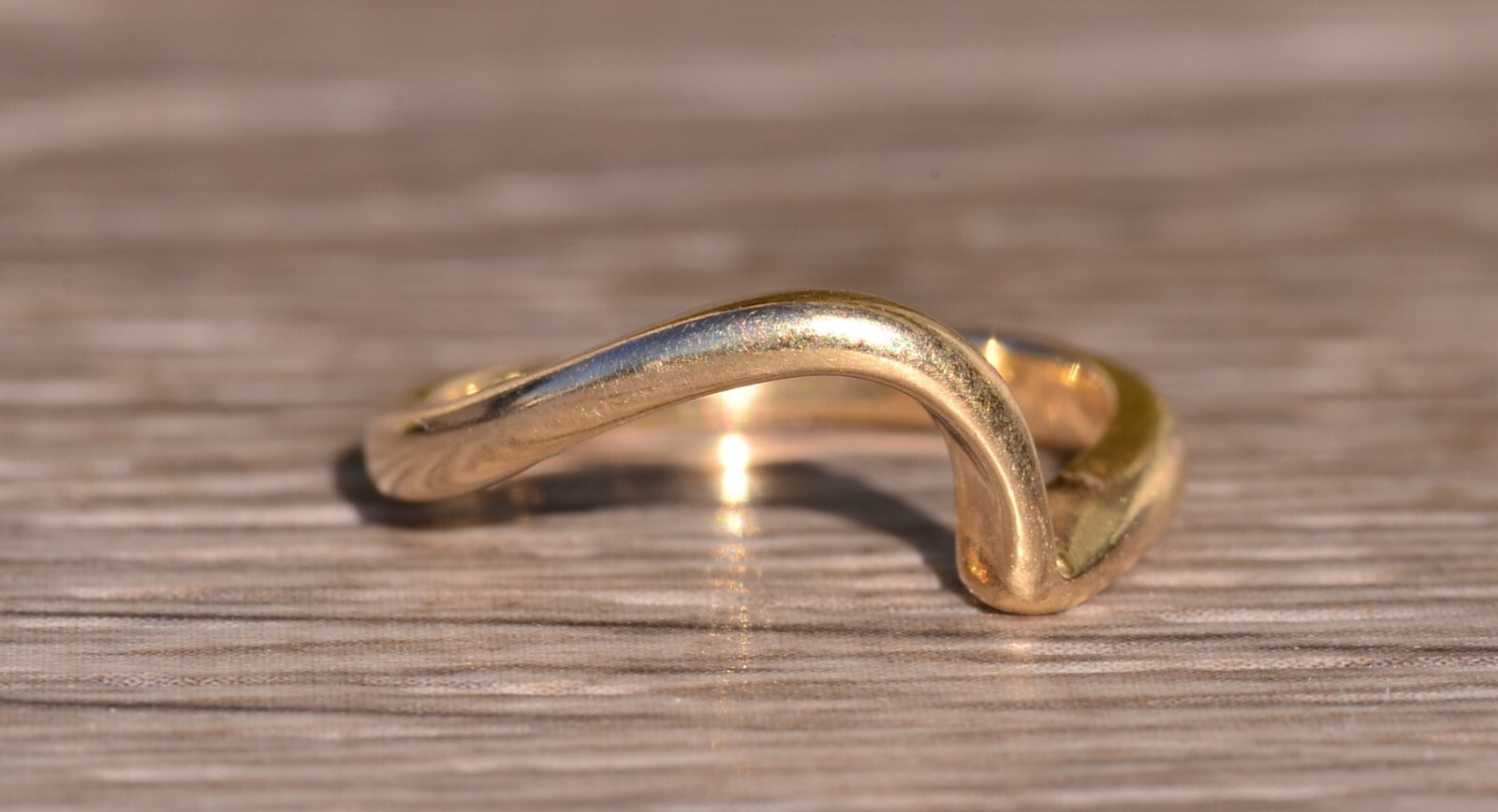 Simple Yellow Gold Stackable Wave Ring - image 5