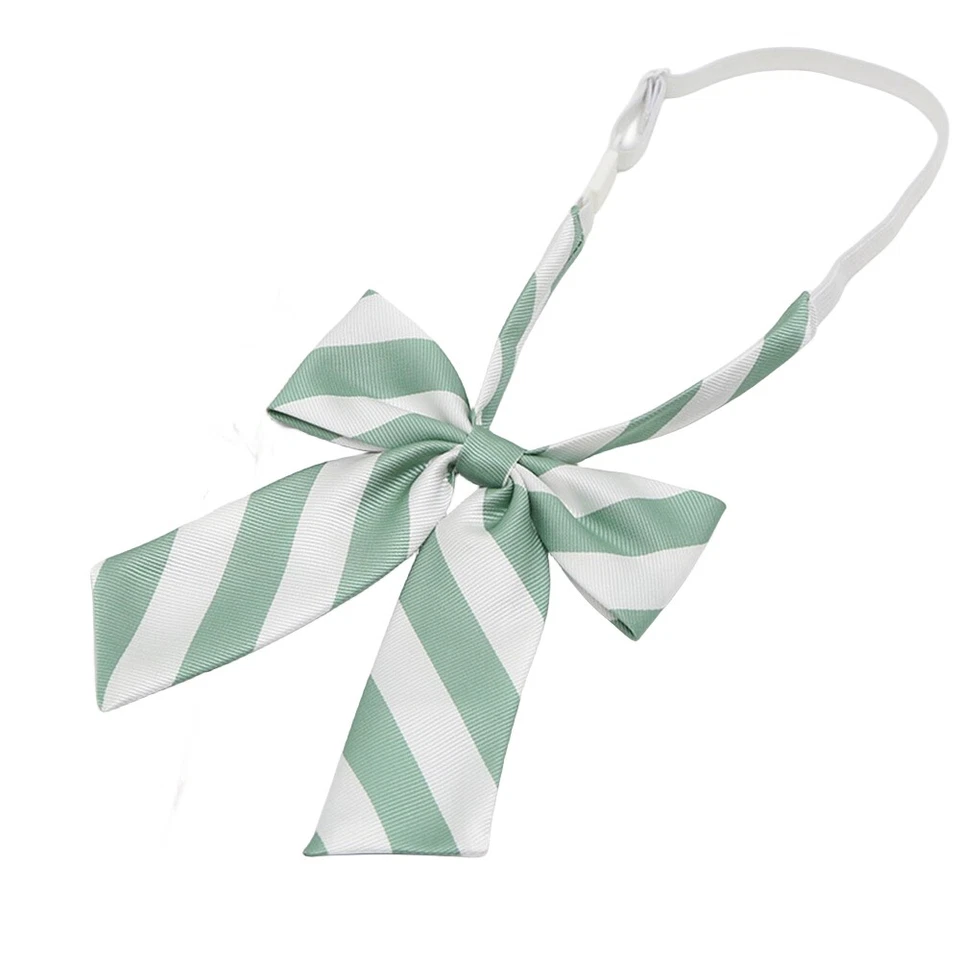 Women's Lady Elegant Striped Necktie Twill Pre-tied Adjustable Student Bow Tie - Image 4 of 4