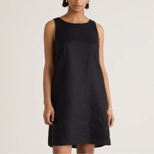 New Quince Black Medium 100% Eiuropen Linen Tank Minin Dress New With Tags
