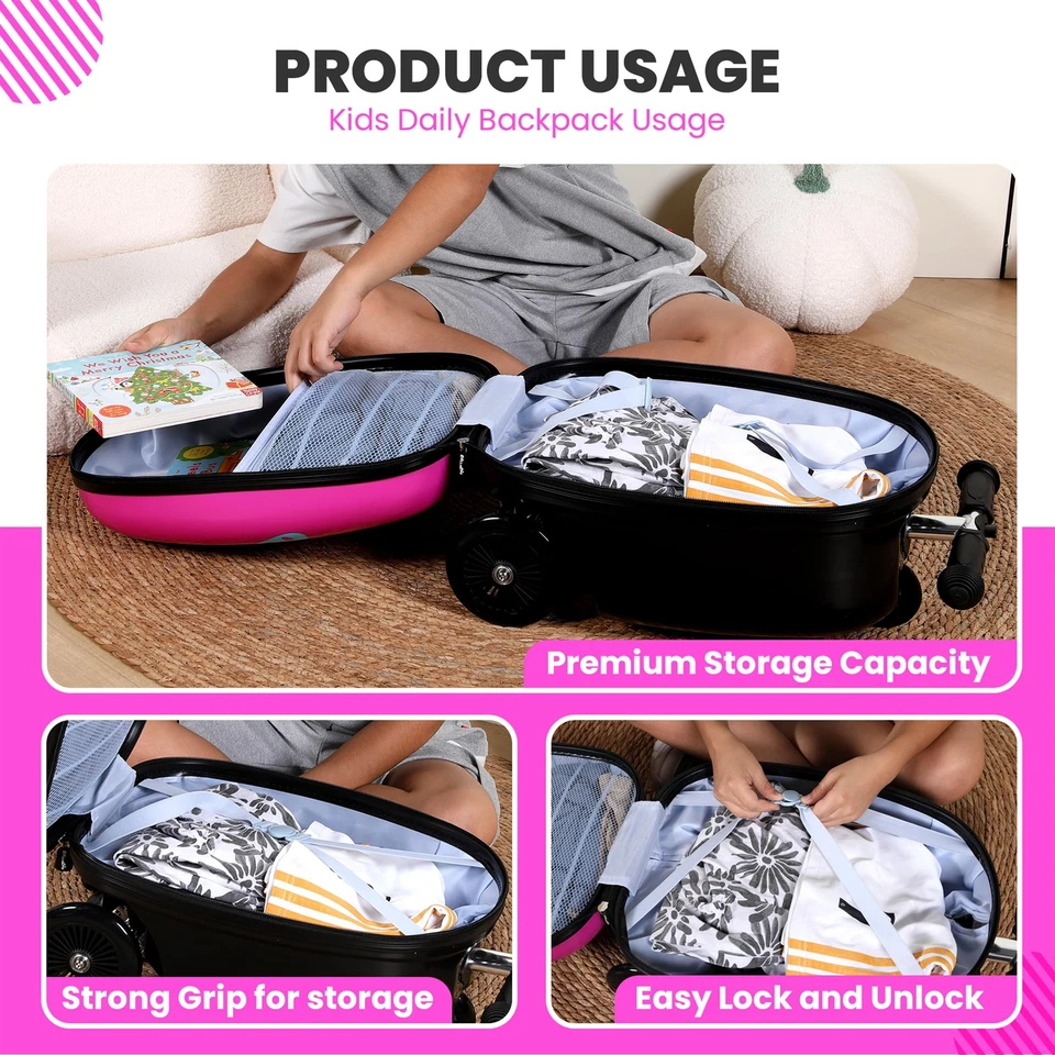 Maleta Scooter Niños Búho - Equipaje Plegable Niños con Ruedas - Multifuncional... Foto 4 de 4