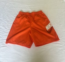 Nike Swoosh Swim Trunks Shorts Youth Boys XL Orange Print Mesh Lined New