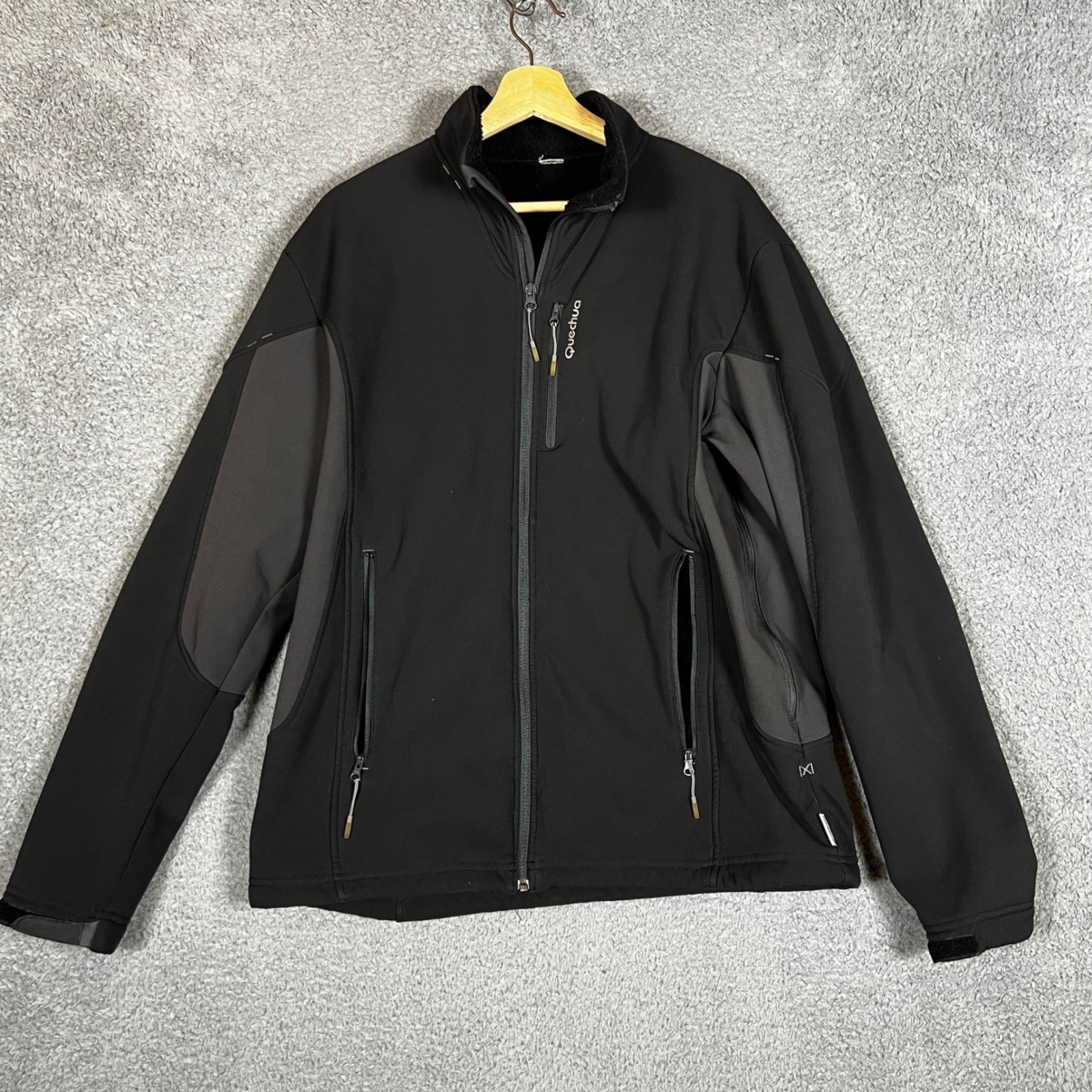Quechua Stratermic Mens Black Softshell Fleece Lined Hiking Jacket Size L