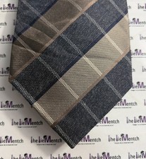 KENNETH COLE Navy  Tan Checkered Design Neck Tie 3.125  New Without Tags 