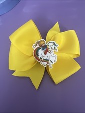 Rainbow Brite inspired hair bow for girls Yellow 4 Inches