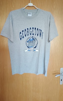 Hoyas Georgetown University T-Shirt Gr. L grau Kurzarm Rundhals Vintage 90ziger