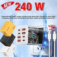 240W GaN Multi USB C Charger 8 Ports Fast Charging PD QC3.0 Wall Quick Charger