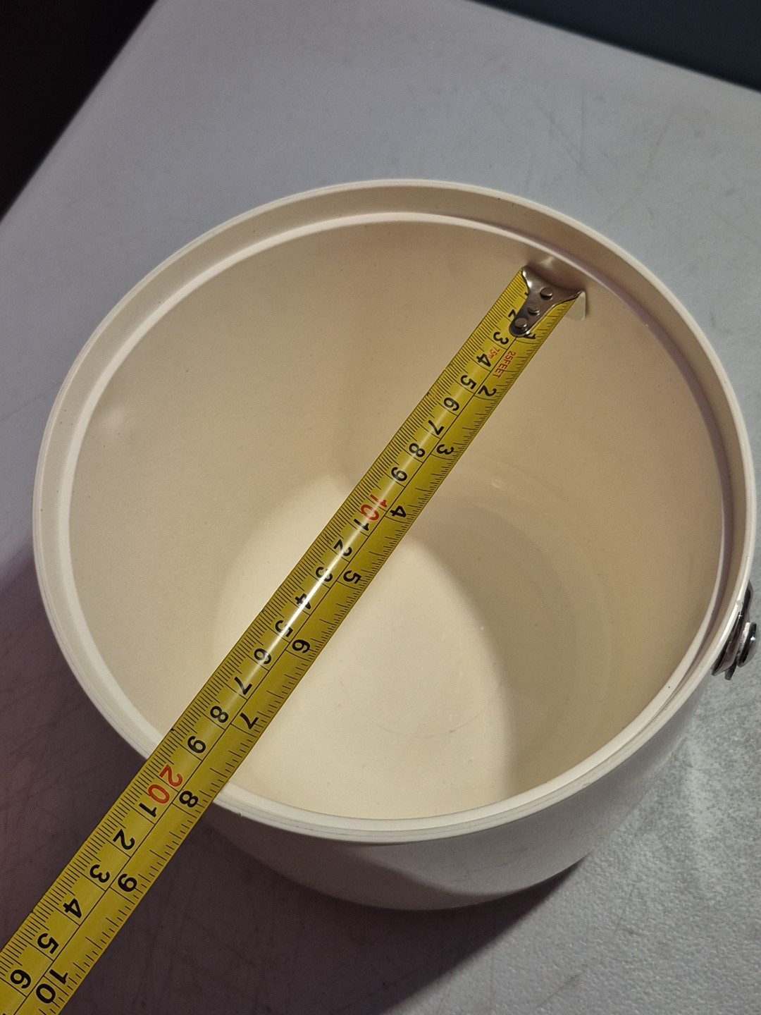 MCM Cream/Brown BOPP-DECKER VACRON Vintage Ice Bucket w/ Chrome Handle