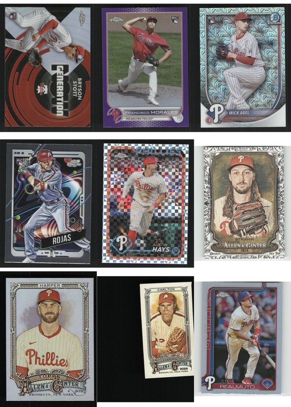 Philadelphia Phillies Baseball Card 9 Card LOT