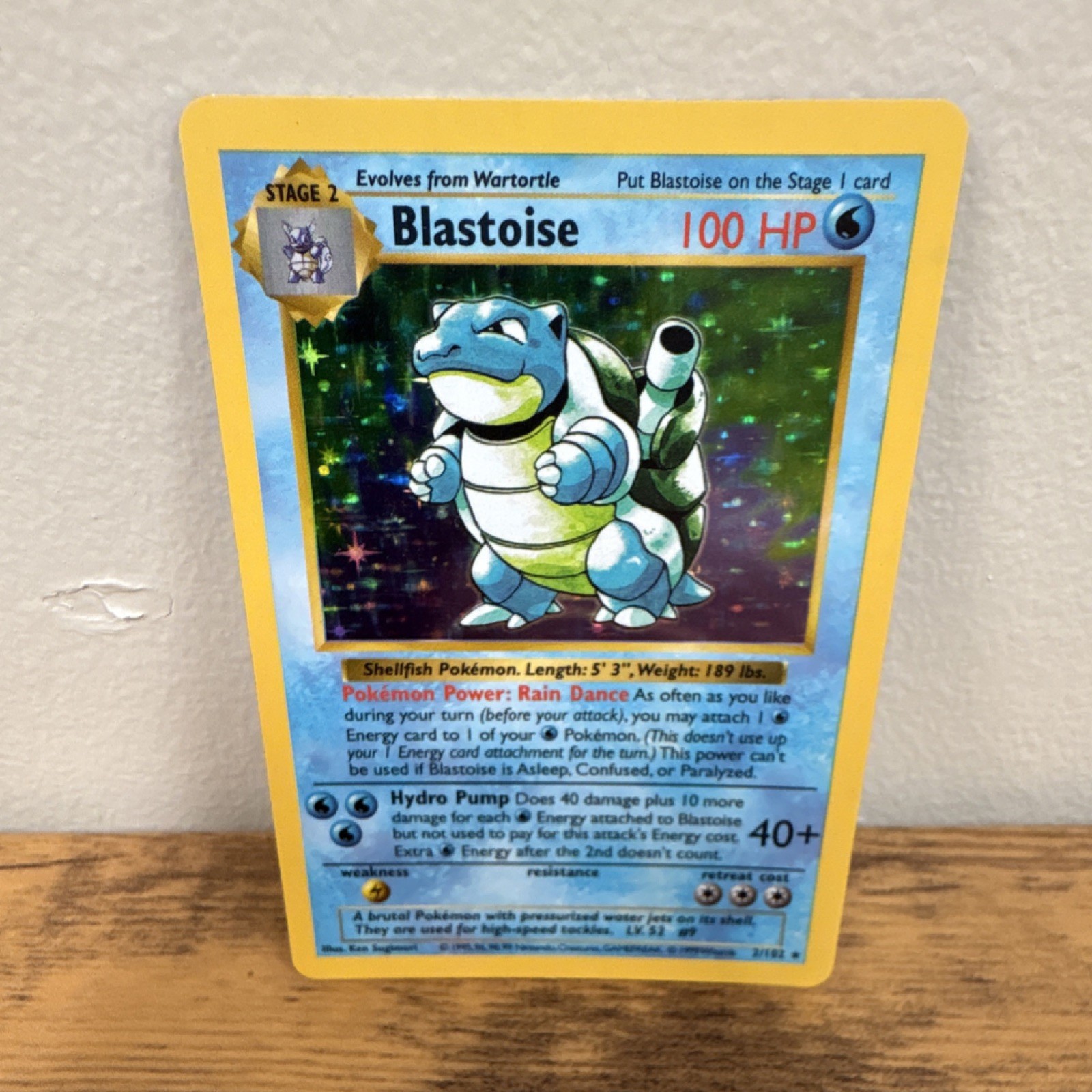 Pokémon SHADOWLESS Blastoise 2/102 Base Set Holo Rare 1999 LP!