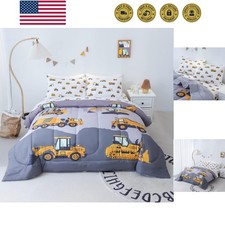 Full Size 5-Piece Boys Comforter Set - 3D Cartoon Truck Bedding Collection