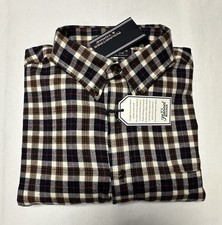 Roundtree Yorke Men Shirt 2XB Button Up Portuguese Flannel Cotton Brown Navy NW