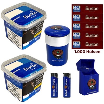 Burton Blue/Blau Volumentabak MEGA BOX 2x 250g, Hülsen, Autoascher, Zubehör