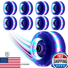 Nezylaf Light Up Roller Skate Wheels 8 Pack, 78A Hardness LED Skateboard Wheels
