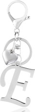 A-Z Heart Initial Letter Keychain, Stainless Steel Alphabet Charm for Handbags,