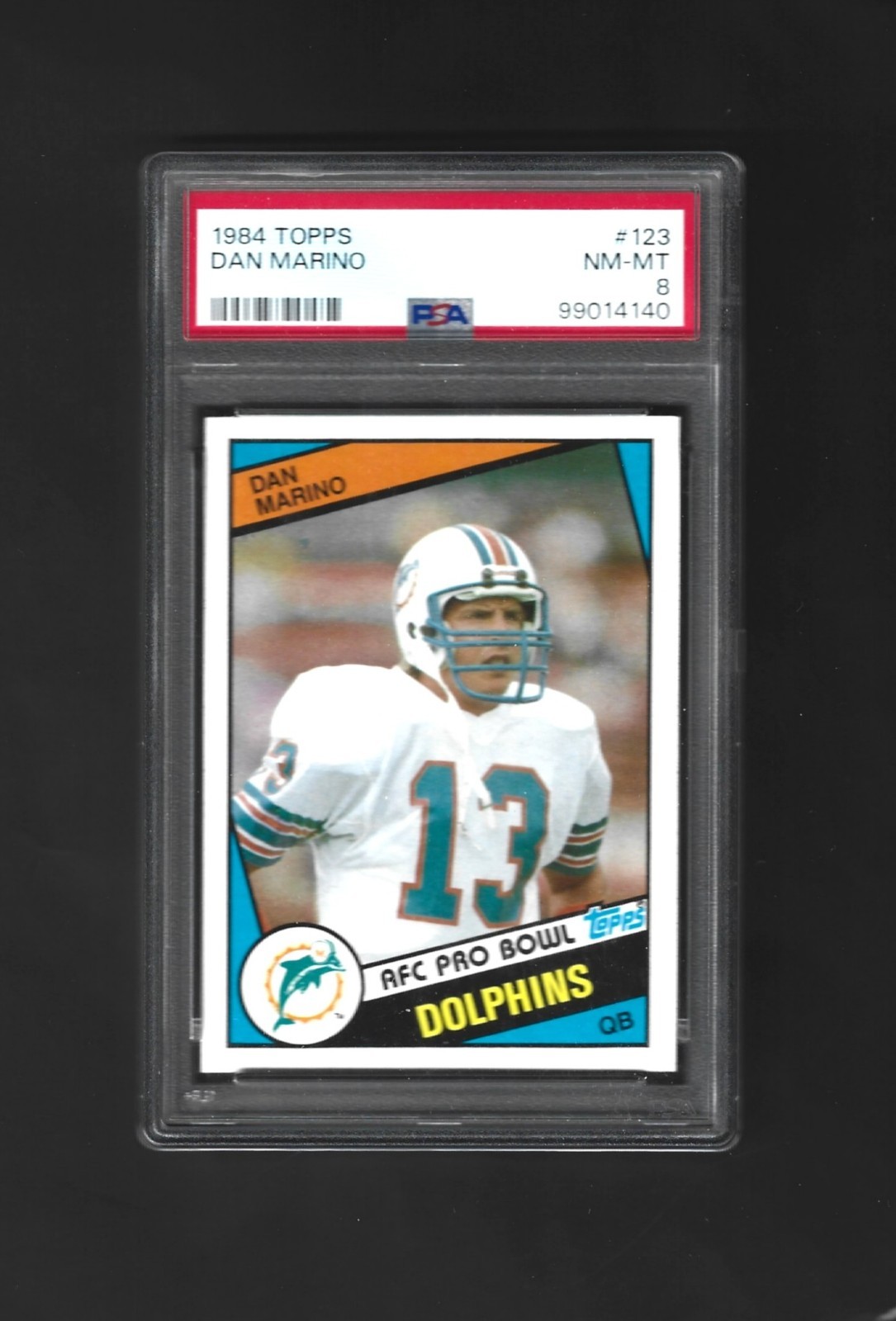 1984 TOPPS #123 DAN MARINO RC DOLPHINS HOF PSA 8
