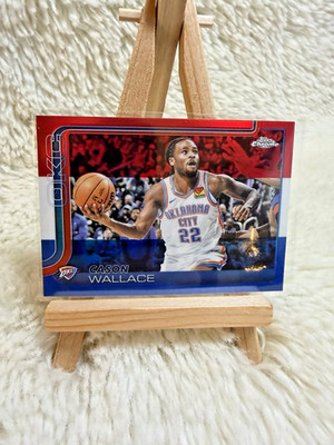 Topps Chrome 2025 NBA 191 Cason Wallace Oklahoma City Thunder OKC Red White Blue