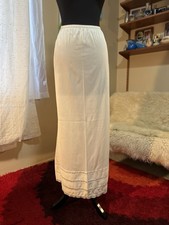 VTG 1960's GOSSARD ARTEMIS Ivory WHITE LACE LONG Maxi Skirt SLIP Small USA