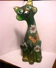 11" 2026 Kim Barley OOAK Fenton HP Daisy Flowers Clover & Butterfly Alley Cat