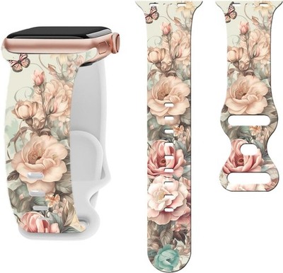 Floral Printed Sport Band Compatible with Apple Watch Bands 49mm 45mm 44mm 42mm